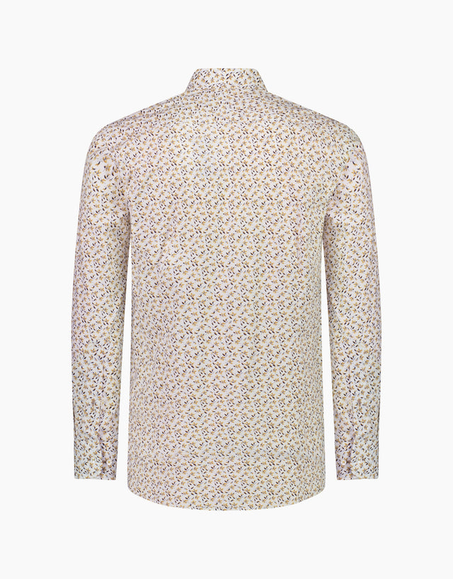 Barbican White & Brown Floral Shirt