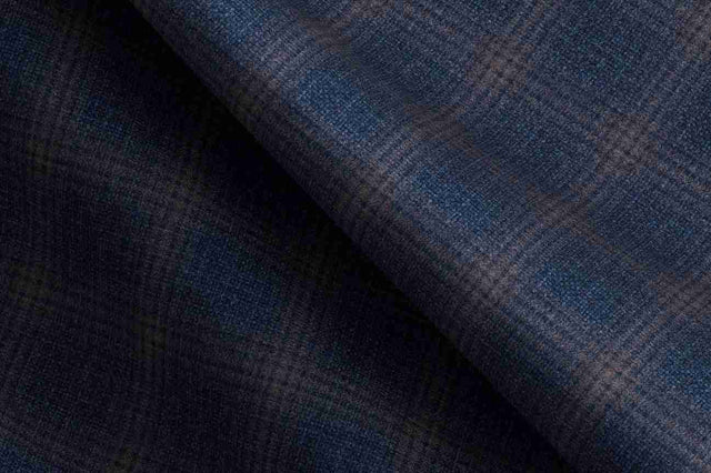 Made To Measure Dark Blue with Brown Madras Check Flannel Jacket