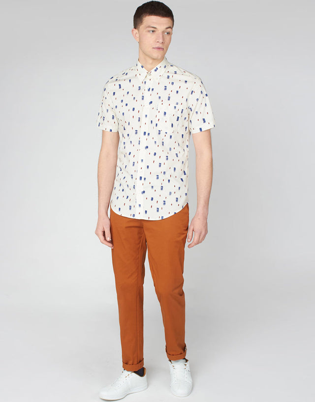 Ben Sherman Dash Ivory Print Short Sleeve Shirt