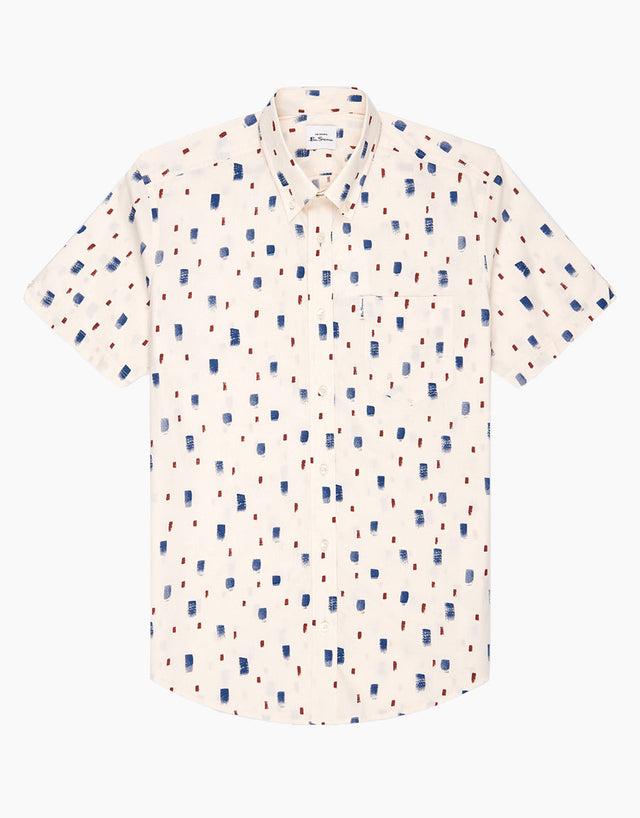 Ben Sherman Dash Ivory Print Short Sleeve Shirt