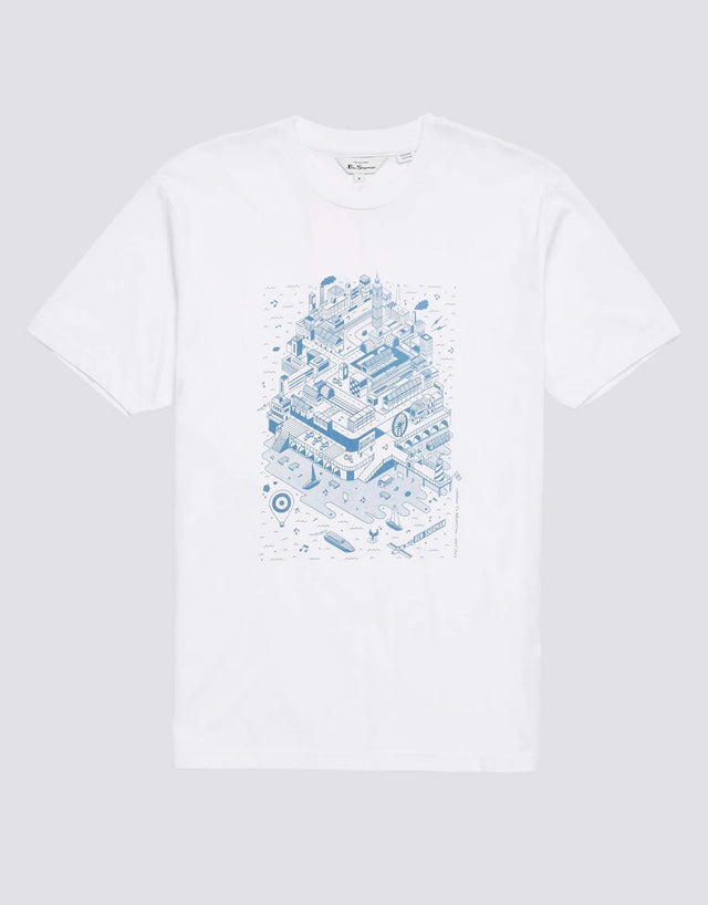 Ben Sherman London To Brighton Print White T-Shirt