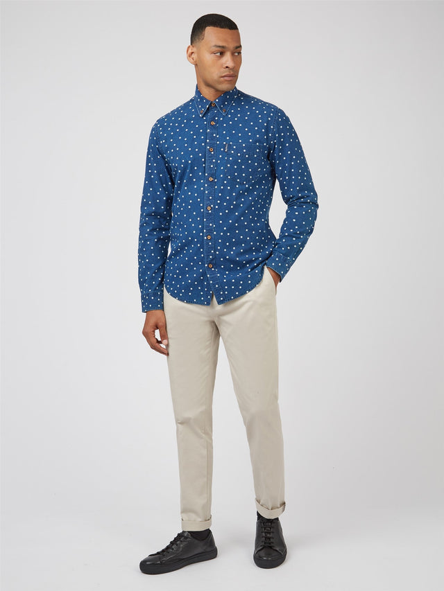 Ben Sherman Indigo Spot Print Dark Blue Shirt