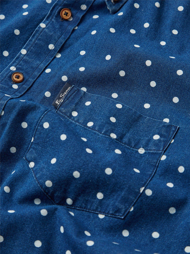 Ben Sherman Indigo Spot Print Dark Blue Shirt