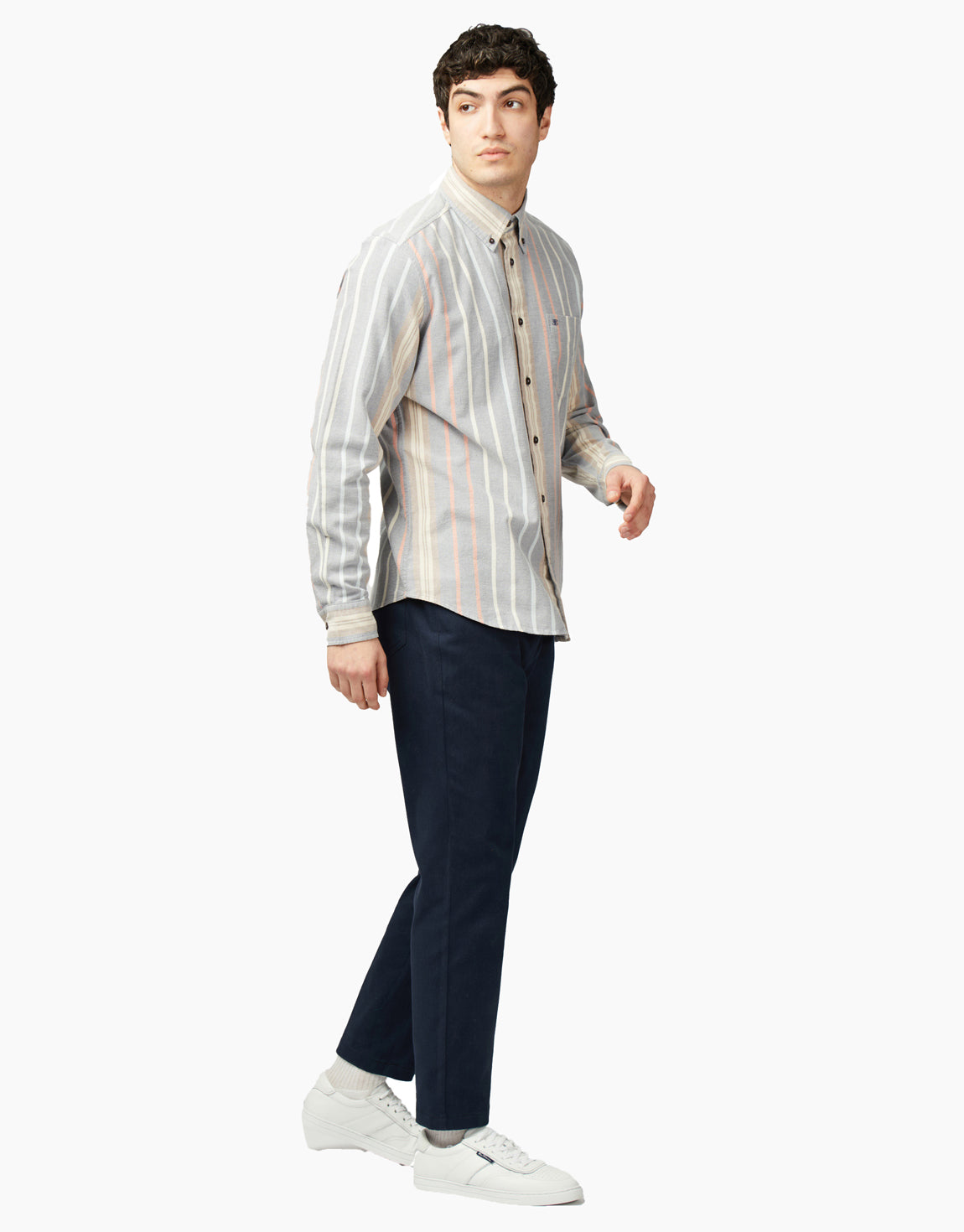 Ben Sherman Asymmetric Striped Oxford Indigo Shirt