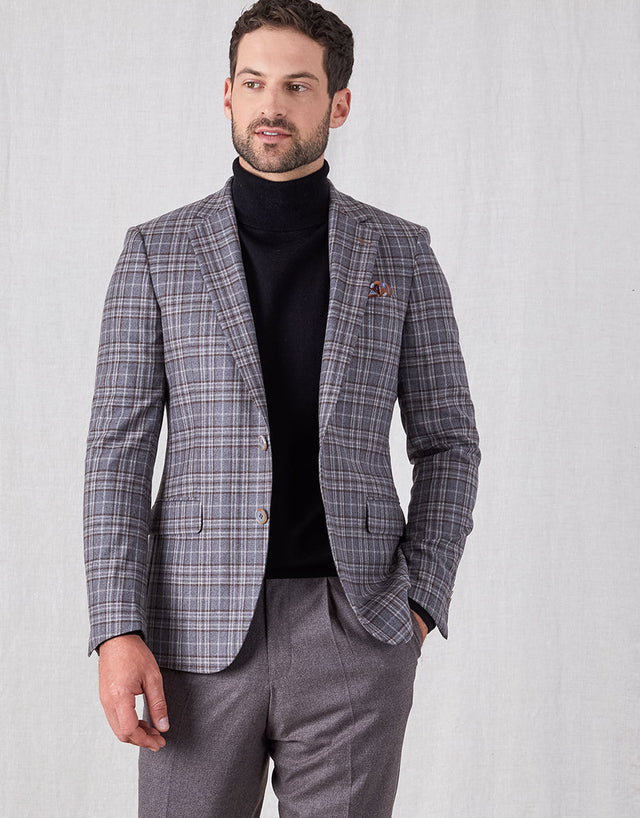 Hawker Grey & Brown Check Blazer