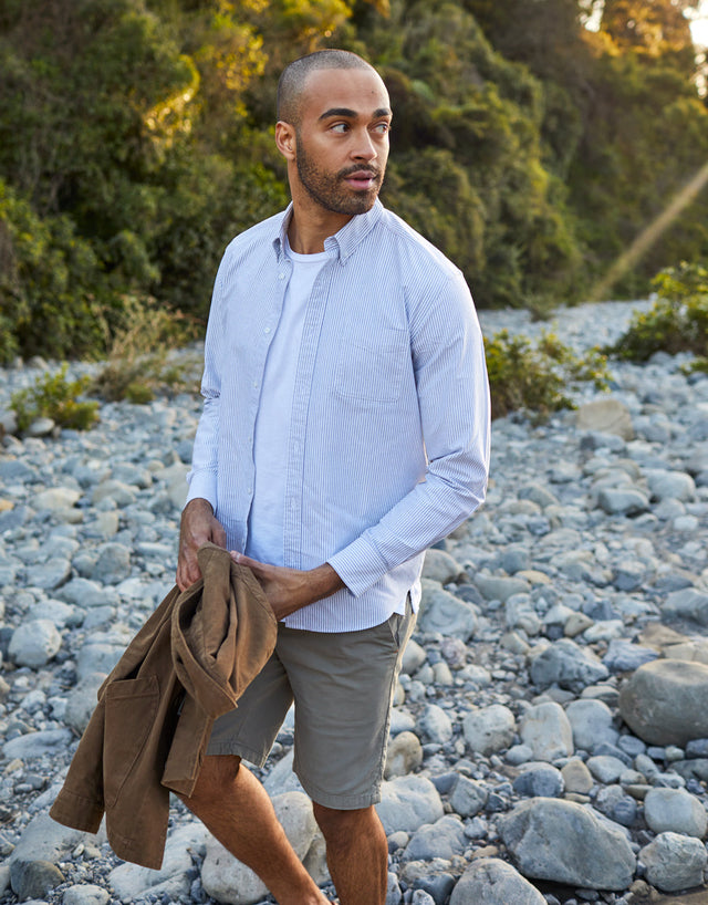 Ohope Black & White Striped Oxford Shirt