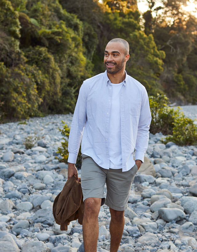 Ohope Black & White Striped Oxford Shirt