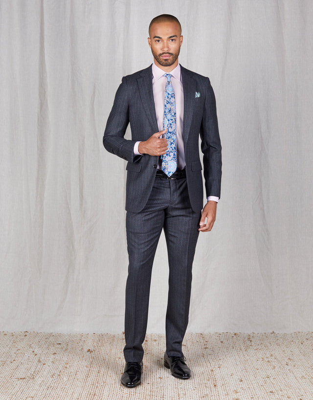 Cooper Charcoal Stripe Two Piece Suit