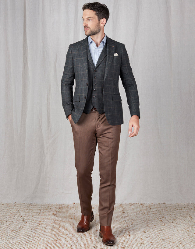 Hawker Green & Brown Check Blazer