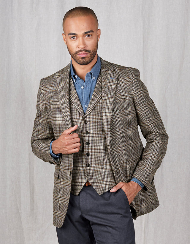 Hawker Beige & Brown Check Blazer