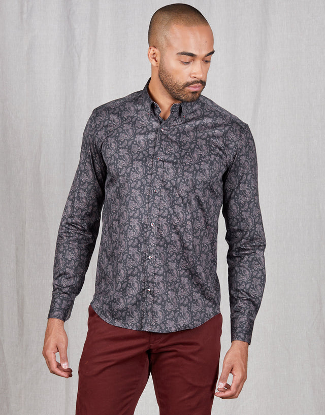 Ohope Black Paisley Shirt