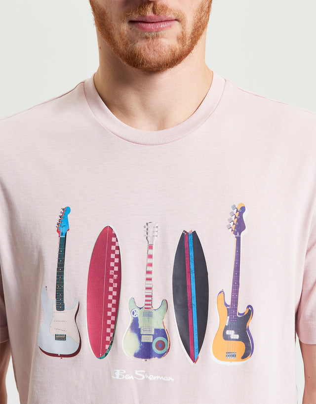 Ben Sherman Surf And Guitars Blush Pink T-Shirt