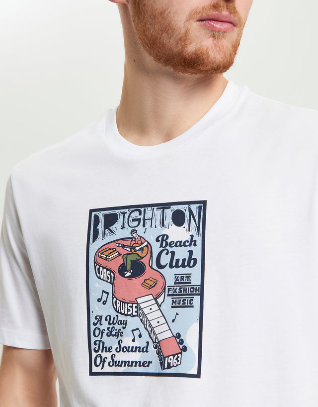 Ben Sherman Boat And Guitar Character White T-Shirt