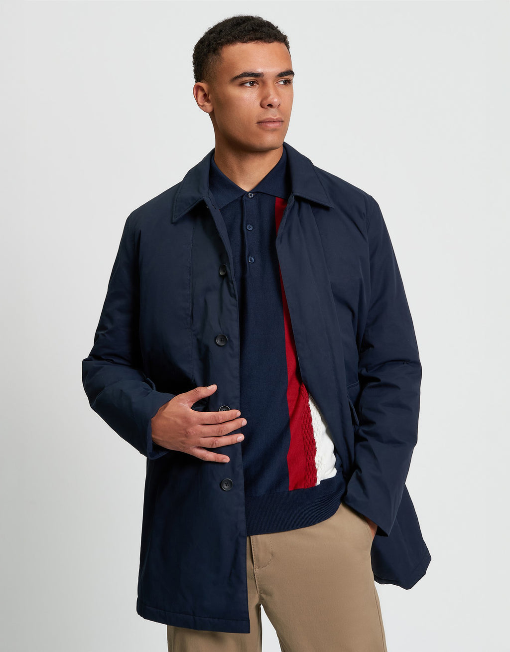 Ben Sherman Waxed Car Coat Dark Navy