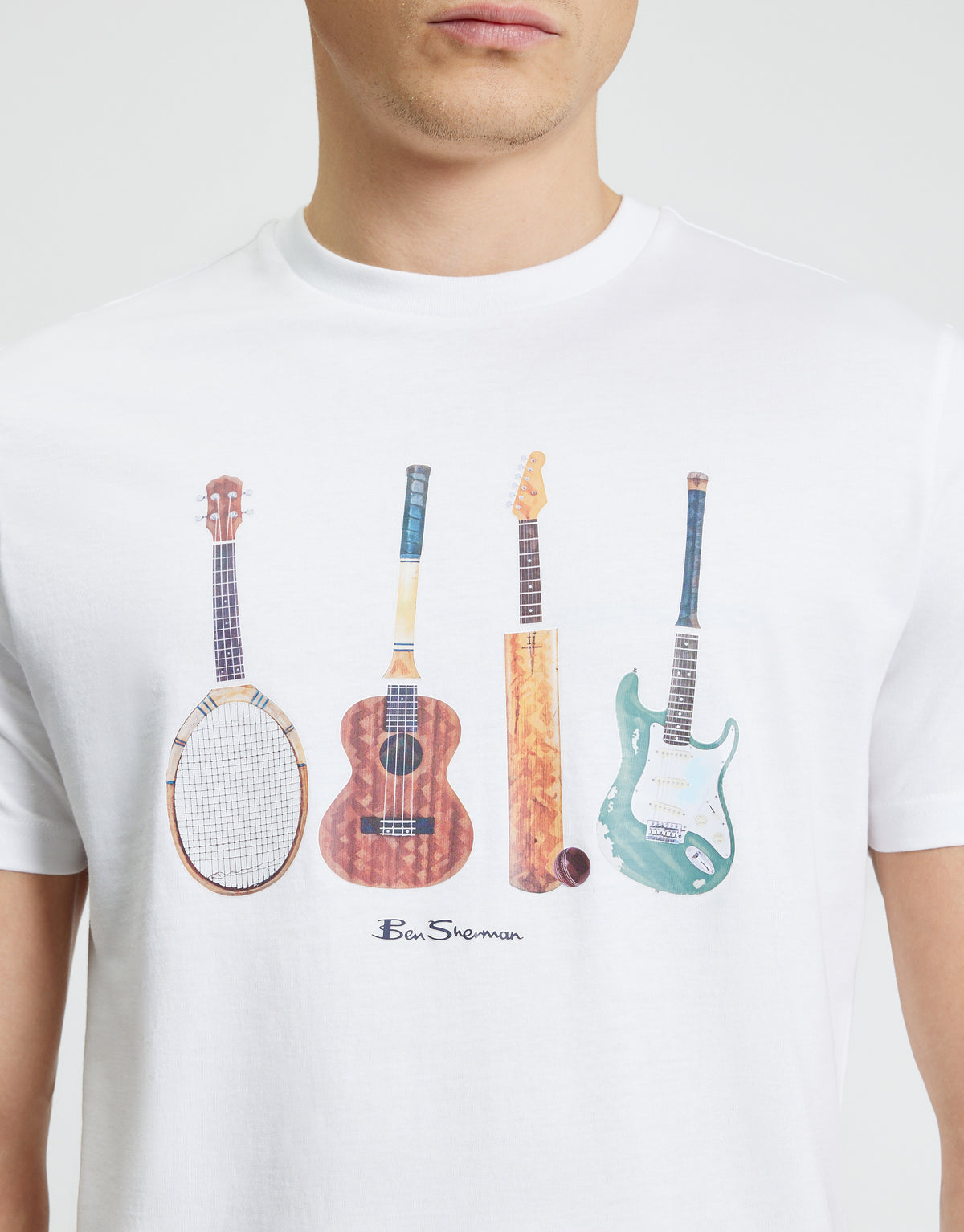 Ben Sherman Jumble Guitars White T-Shirt