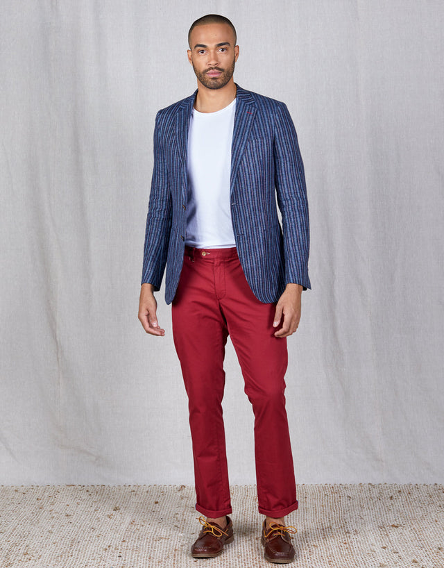 Pearse Blue, Navy & Red Stripe Blazer