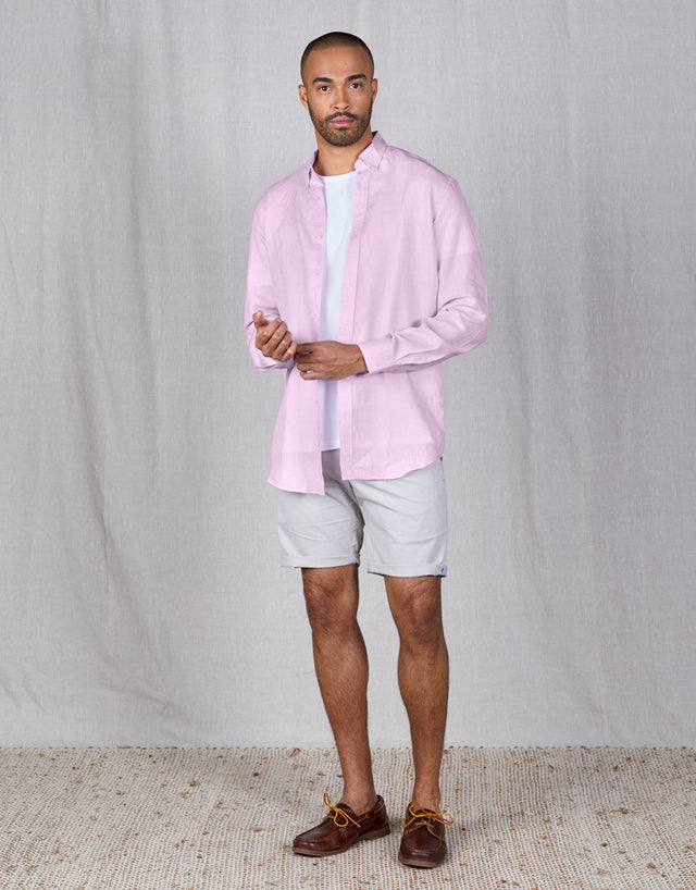 Ohope Pink Linen Shirt