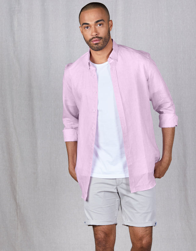 Ohope Pink Linen Shirt