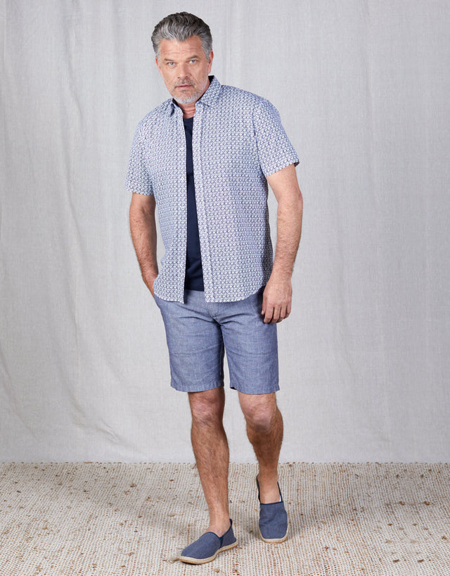 Island Indigo Check Shorts