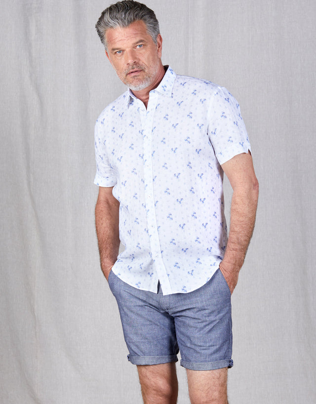 Waihi Blue Floral Short Sleeve Shirt