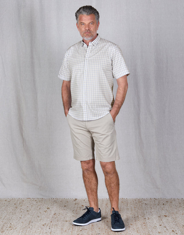 Raglan Blue Check Short Sleeve Shirt