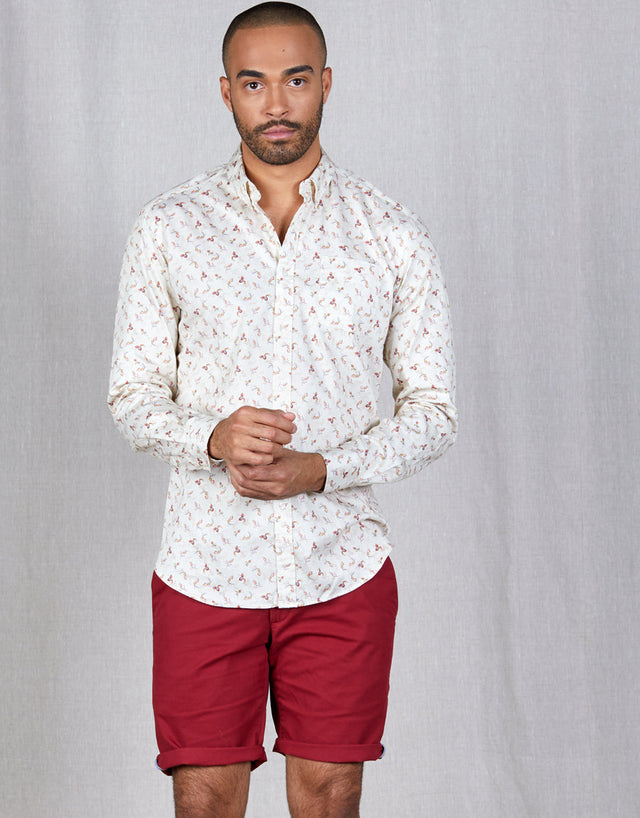 Washed Ohope Autumn Leaves Printed Shirt