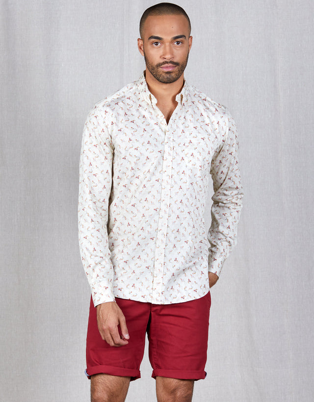 Washed Ohope Autumn Leaves Printed Shirt