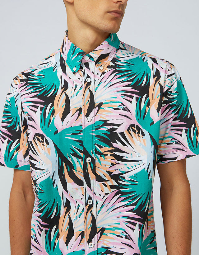 Ben Sherman Black Summer Foliage Mod Short Sleeve Shirt