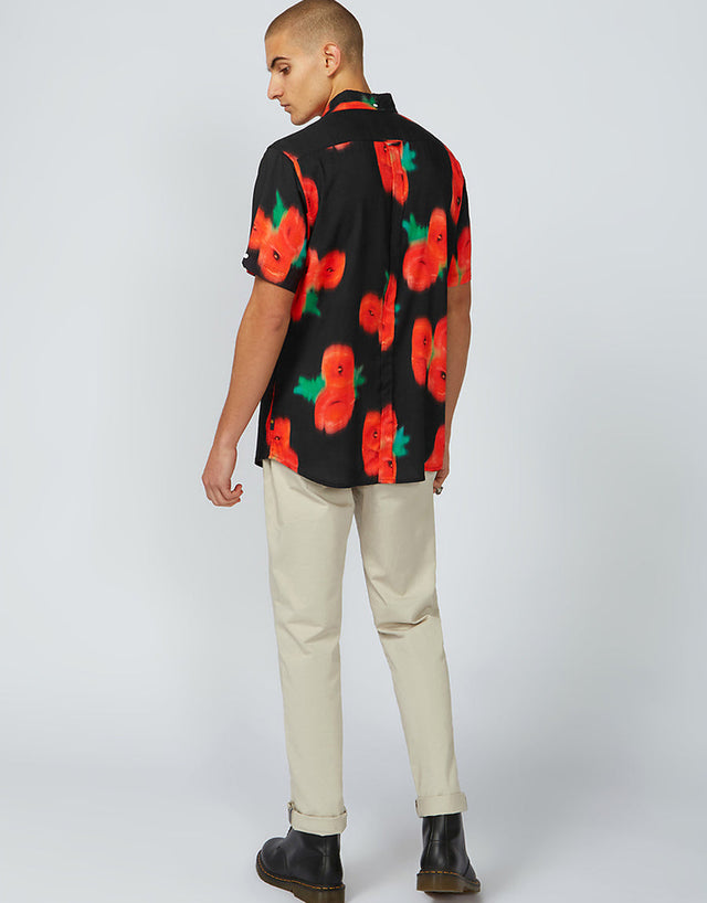 Ben Sherman Black Blurred Floral Mod Short Sleeve Shirt