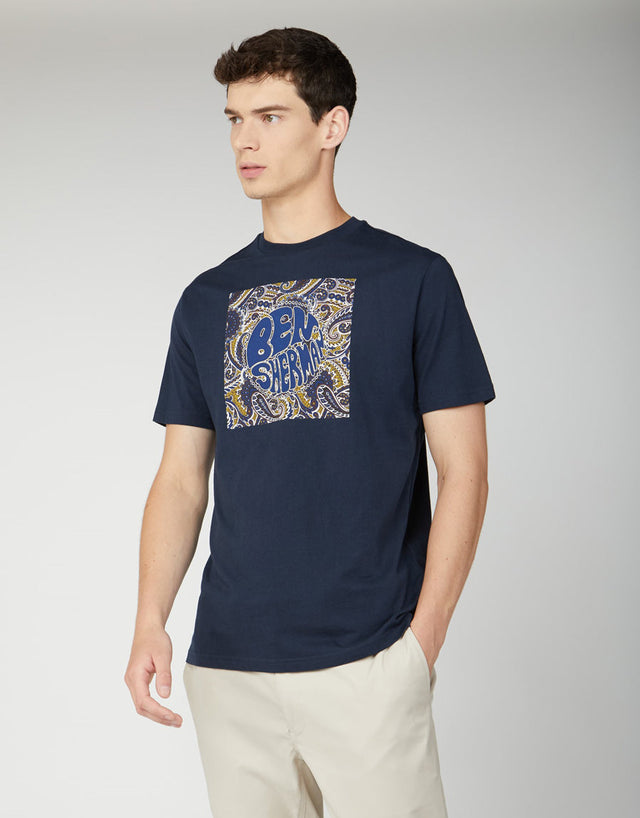 Ben Sherman Navy Paisley Logo Tee