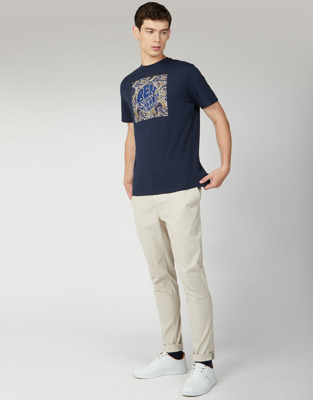 Ben Sherman Navy Paisley Logo Tee