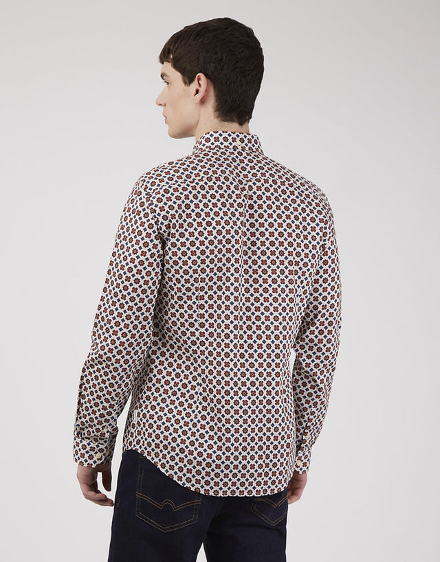 Ben Sherman Foulard Tile Print Claret Shirt