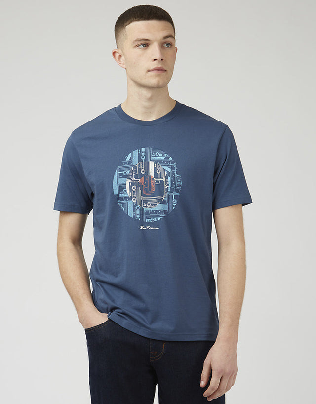 Ben Sherman Retro Tape Target Blue Denim T-Shirt