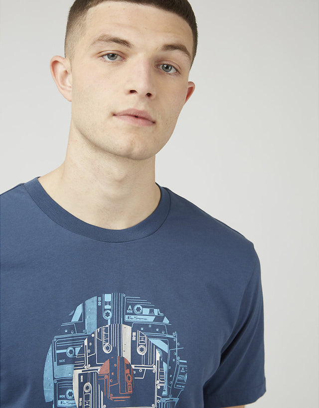 Ben Sherman Retro Tape Target Blue Denim T-Shirt