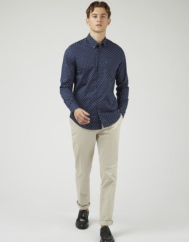 Ben Sherman Polka Dot Print Dark Navy Shirt