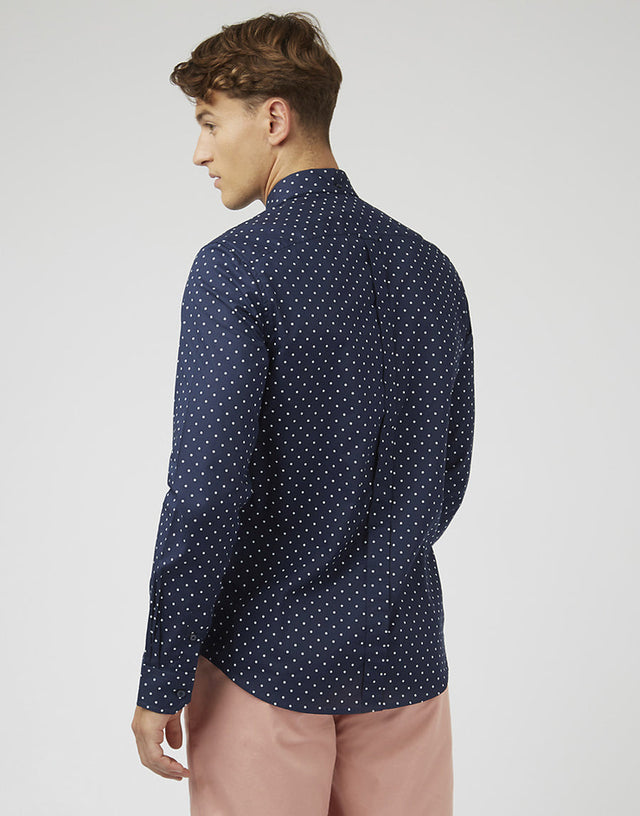 Ben Sherman Polka Dot Print Dark Navy Shirt