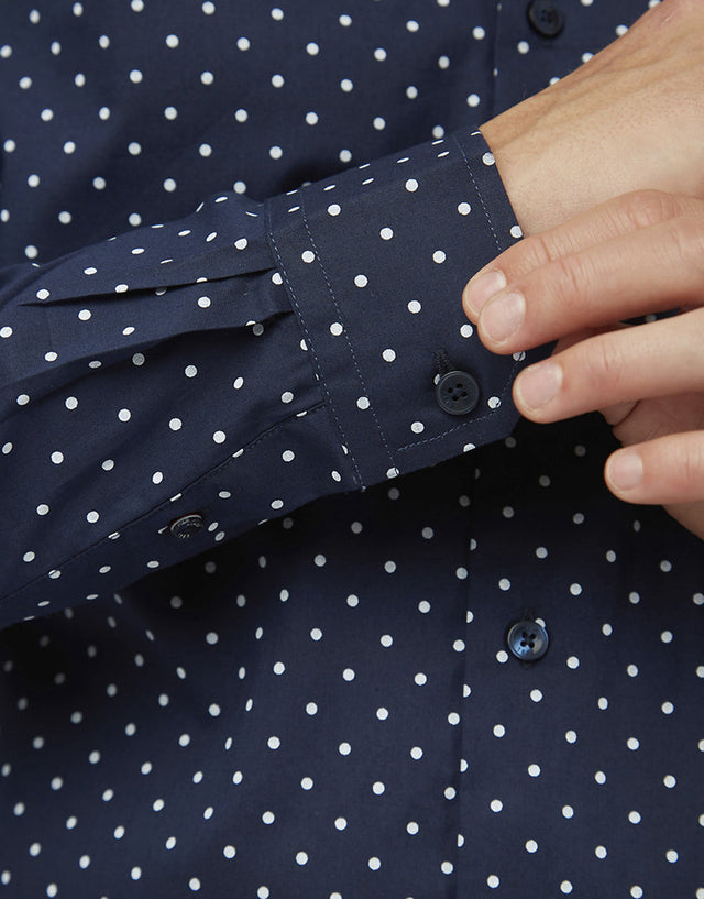 Ben Sherman Polka Dot Print Dark Navy Shirt