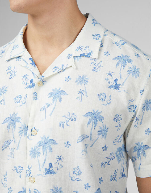 Ben Sherman Resort Print Ivory Short Sleeve Shirt