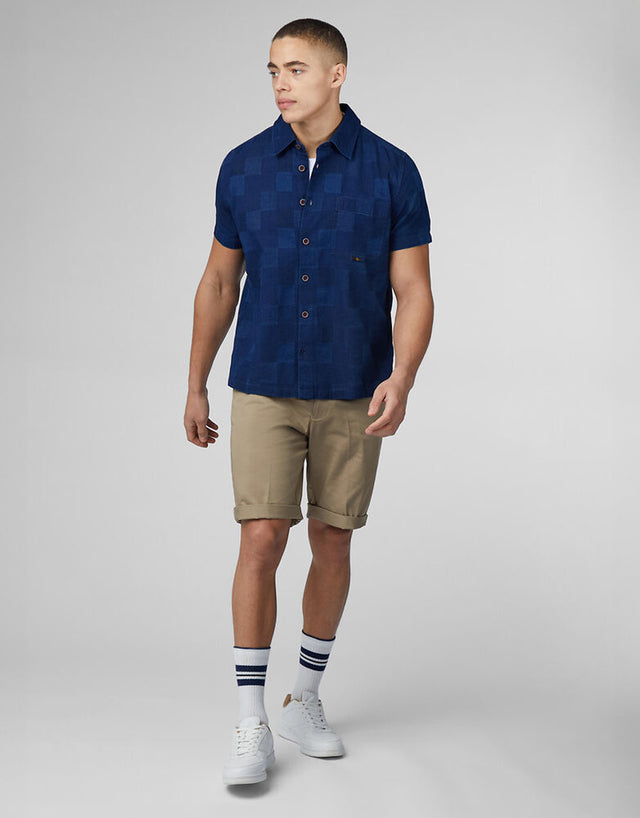 Ben Sherman Indigo Check Dark Navy Short Sleeve Shirt