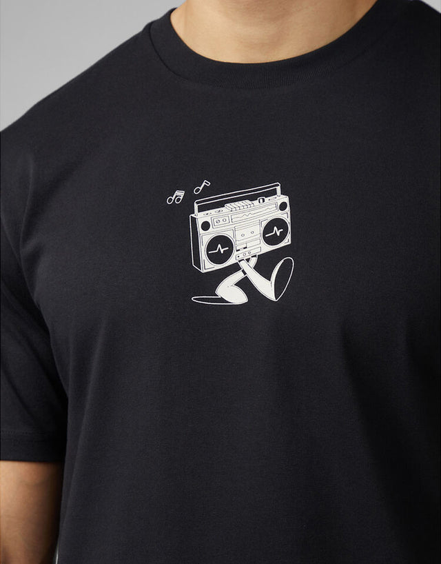 Ben Sherman Boom Box Back Graphic Black T-Shirt