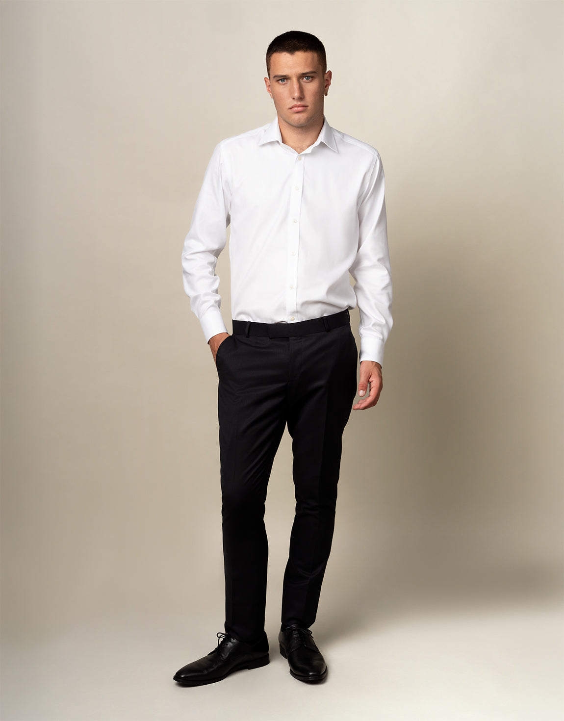 York White Herringbone Non-Iron Shirt