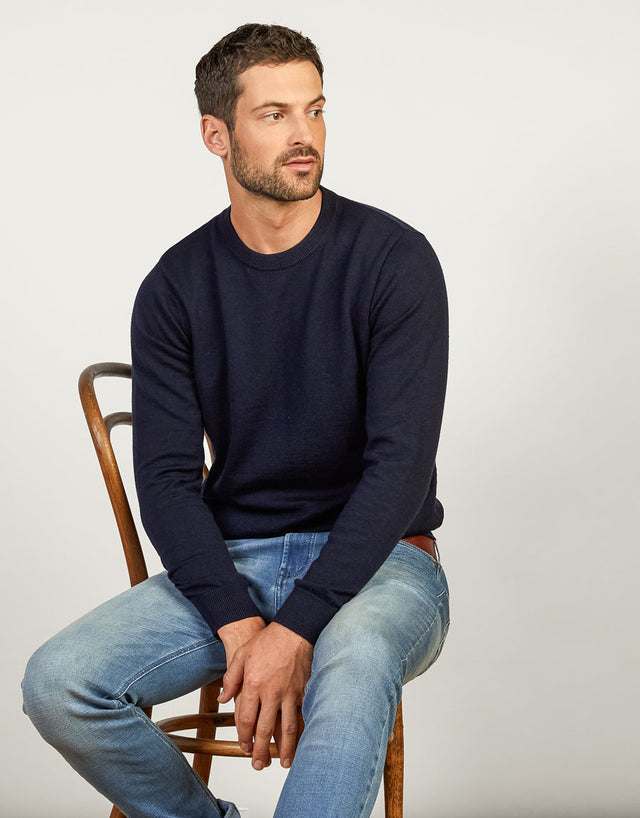 Naseby Navy Crew Neck Jersey