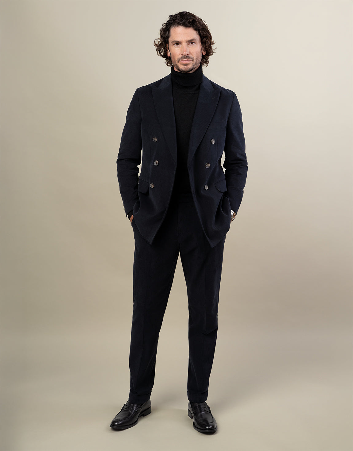 Whetu Navy Brushed Cotton Blazer