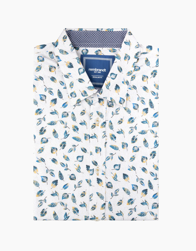 Raglan Leaf Print Short Sleeve Shirt