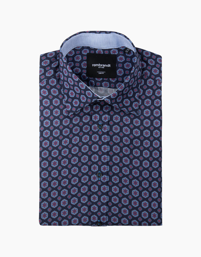 Barbican Navy Geometric Shirt