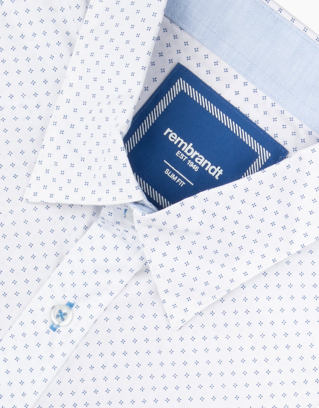 Waihi White Geometric Short Sleeve Shirt