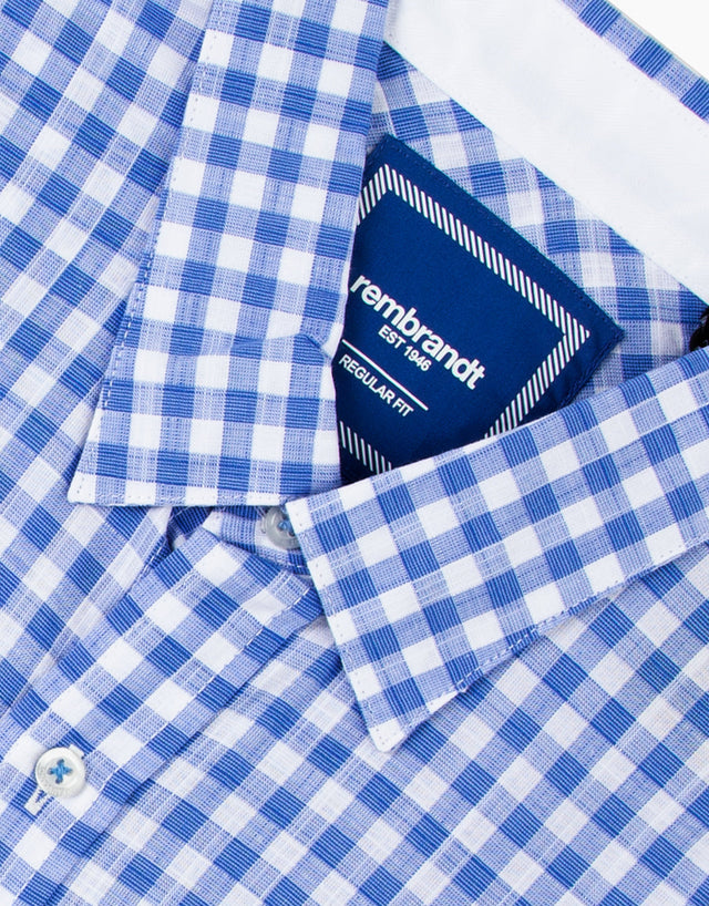 Raglan Blue Gingham Short Sleeve Shirt