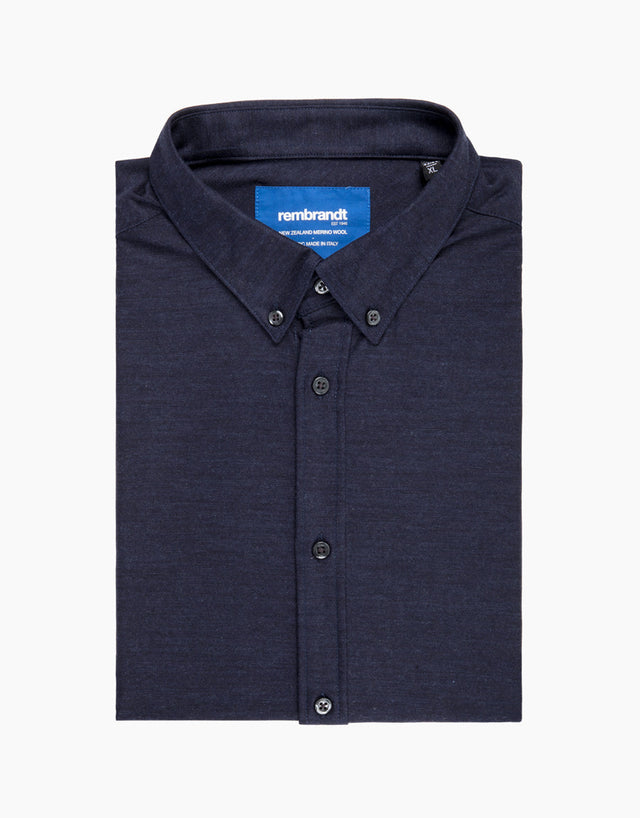 Ohope Navy Merino Wool Shirt