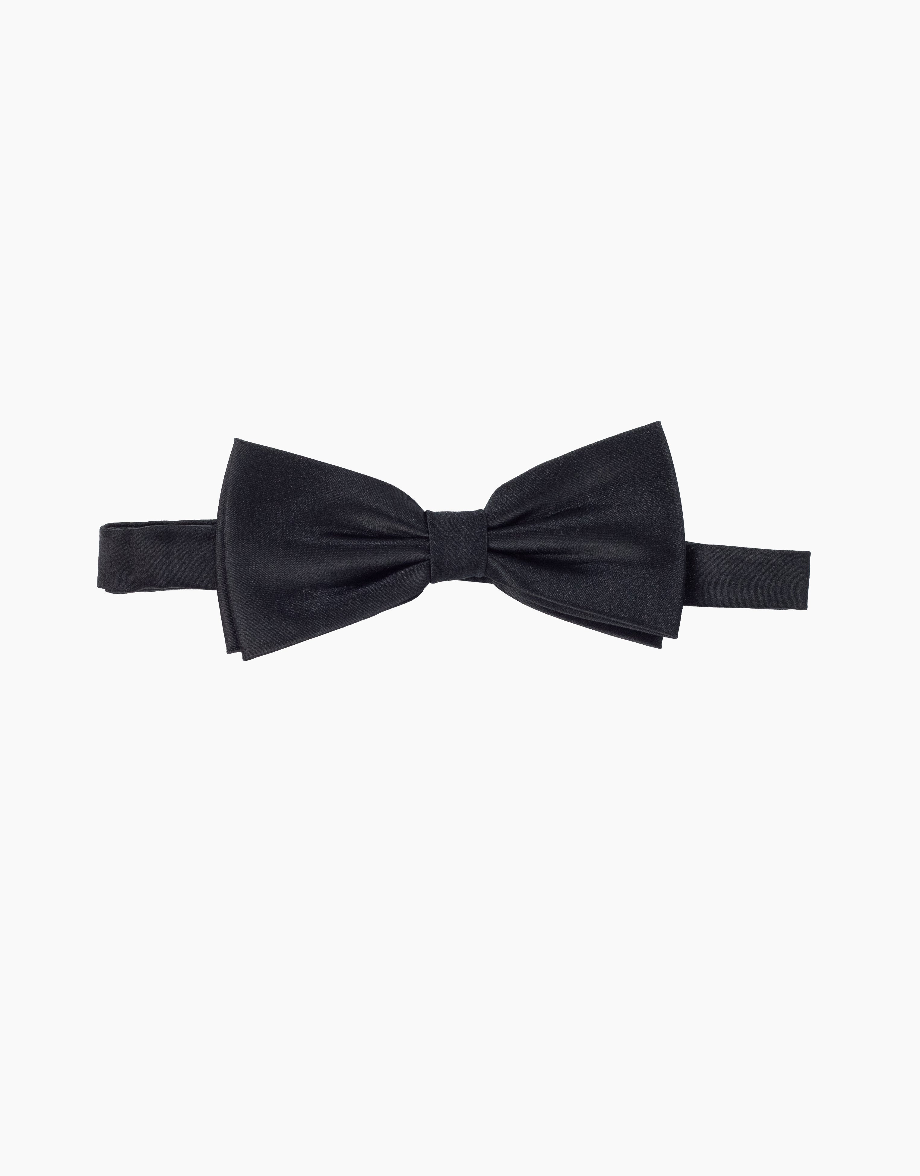 Black Silk Satin Bow Tie