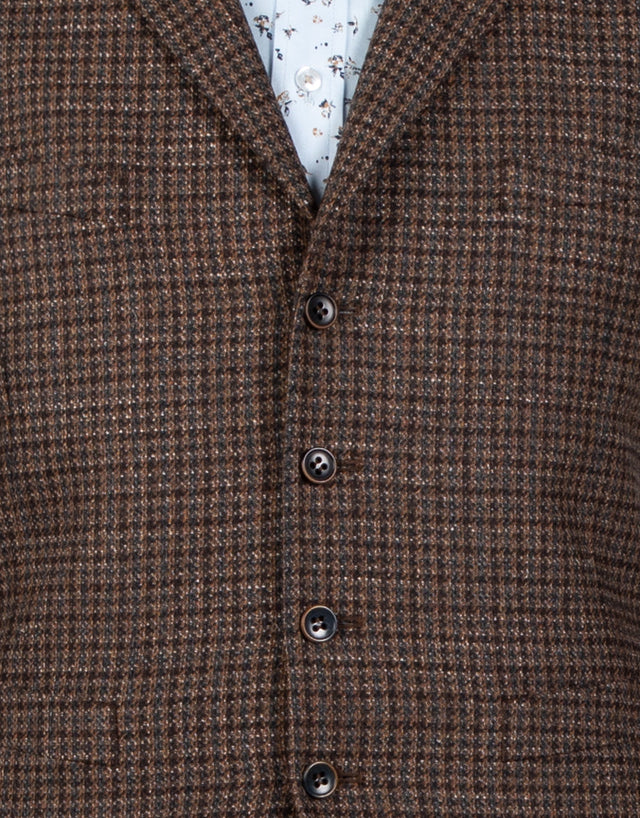 Shelby Brown & Blue Gun Check Waistcoat